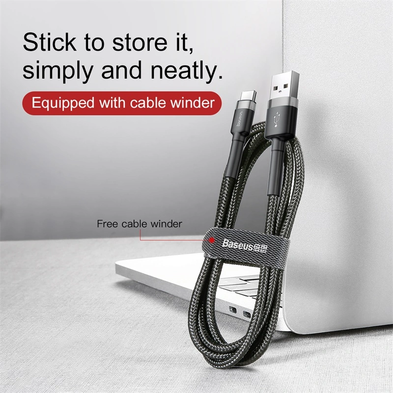 Baseus 1Meter Cafule USB For Type-C 3A Gray+Black Cable - Image 2