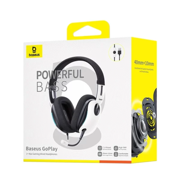 Baseus GoPlay 1+ Max Gaming Wired Headphones Moon White Baseuscolombo