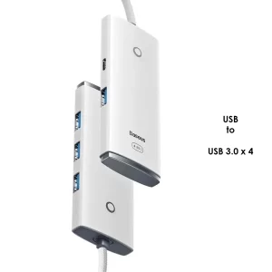 Baseus Lite Series 4-Port USB-A HUB Adapter 25cm White Baseuscolombo