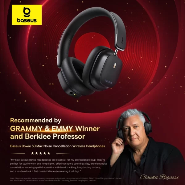 Baseus Bowie 30 Max Noise-Cancellation Wireless Headphones - Cluster Black - A00075500113-00 baseuscolombo