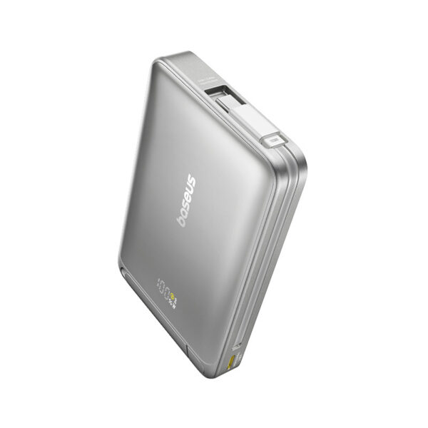 Baseus 10000mAh 45W Nomos Qi2 Kickstand Magnetic Power Bank with Built-in USB-C Cable - Image 4
