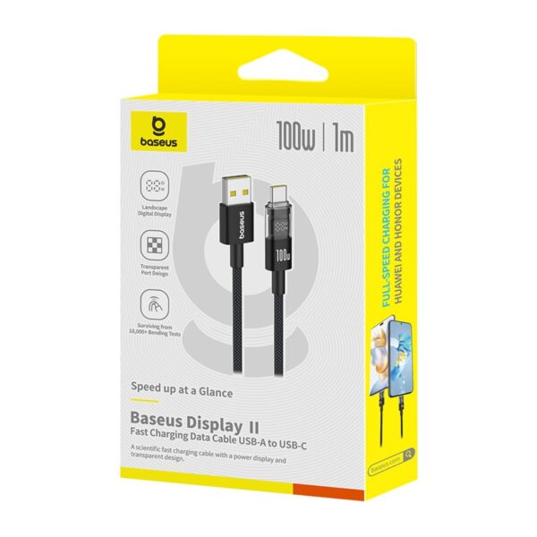 Baseus 1meter 100W Display 2 Series USB-A to USB-C Fast Charging Cable - Image 13