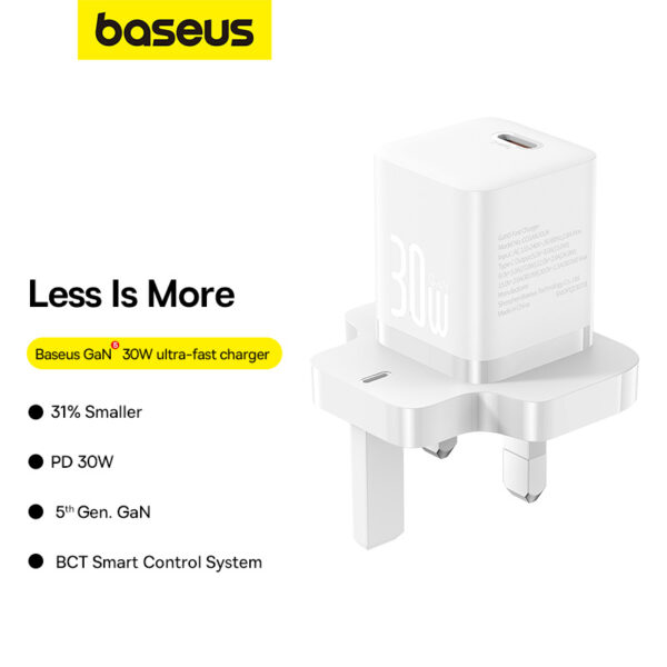Baseus 30W USB-C GaN5 Mini Fast Charger Moon White - Image 17