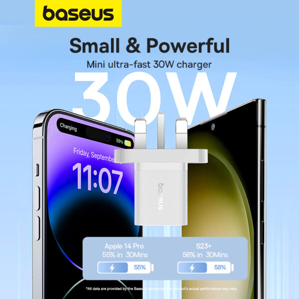 Baseus 30W USB-C GaN5 Mini Fast Charger Moon White - Image 13