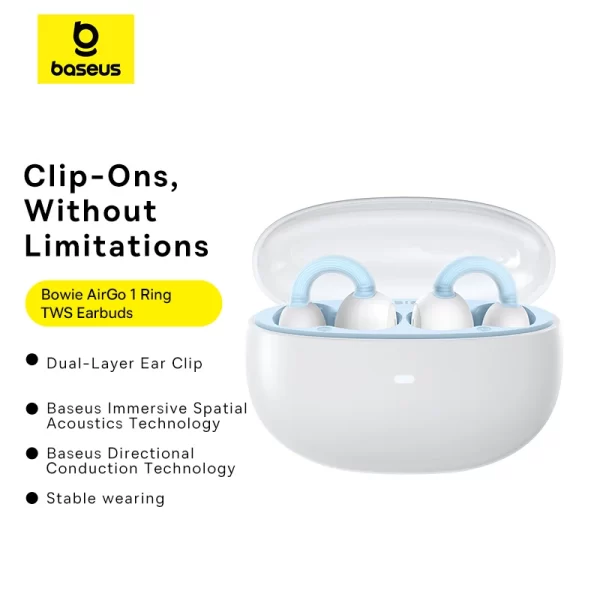 Baseus AirGo 1 Ring Open-Ear TWS Earbuds - Stellar White - A00069201223-00 Baseuscolombo