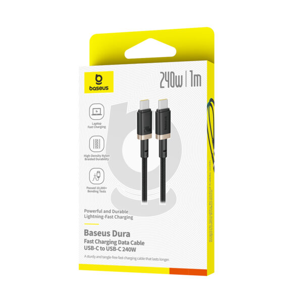 Baseus Dura Fast Charging Data Cable USB-C to USB-C 240W 1m Gold Black - Image 6