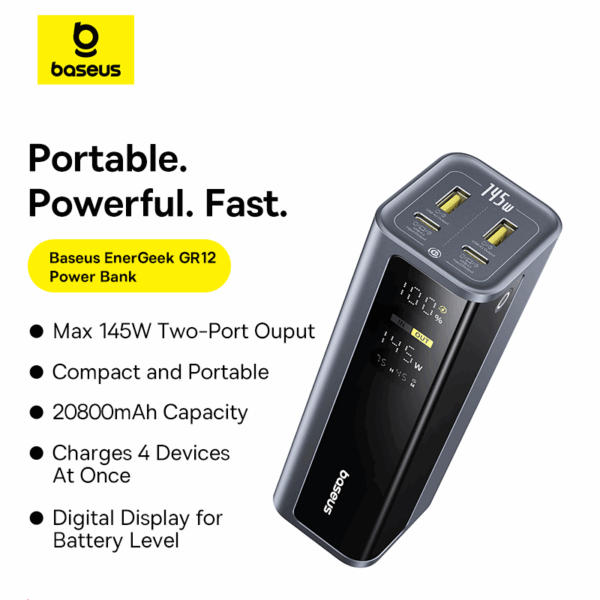 Baseus EnerGeek 20800mAh 145W GP12 Fast Charging Power Bank with Digital Display - Image 5