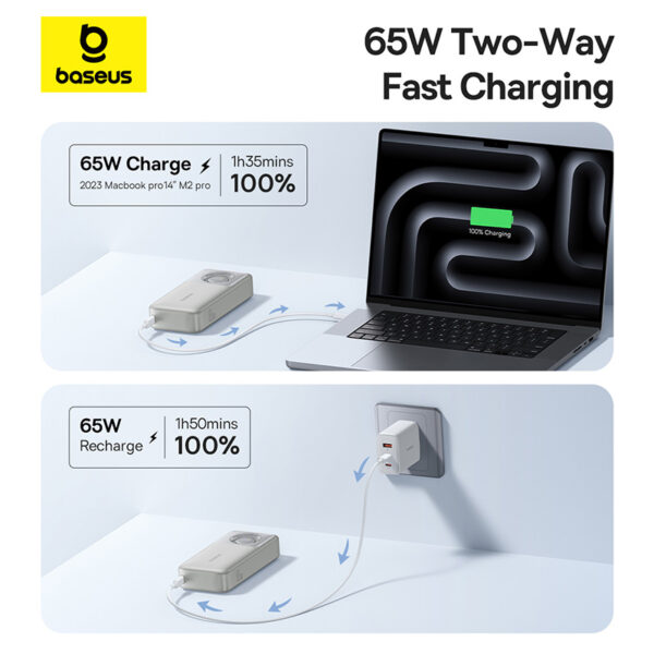 Baseus Free2Pull 20000mAh 65W Power Bank with Retractable Cable - Image 13
