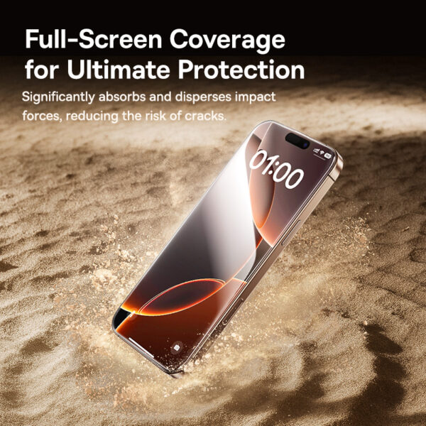 Baseus iPhone 16 Pro Max Full-View 3D HD Hot-Bending Tempered Glass Screen Protector - Image 4