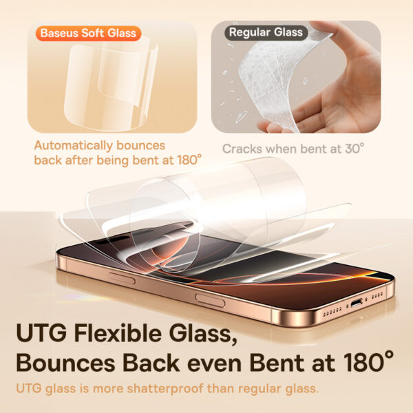Baseus iPhone 16 Pro Max Full-View 3D HD Hot-Bending Tempered Glass Screen Protector - Image 7