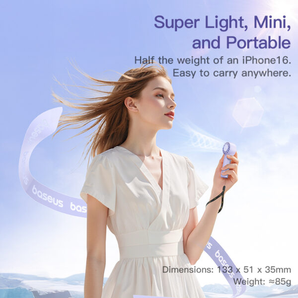 Baseus GoTrip DT1 Mini Turbine Handheld Fan Nebula Purple - Image 6