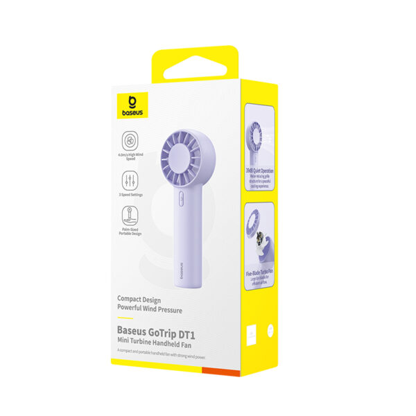 Baseus GoTrip DT1 Mini Turbine Handheld Fan Nebula Purple - Image 11