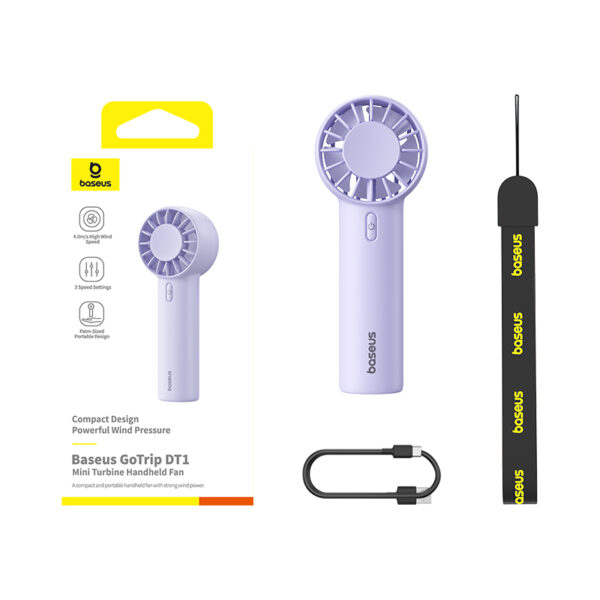 Baseus GoTrip DT1 Mini Turbine Handheld Fan Nebula Purple - Image 4