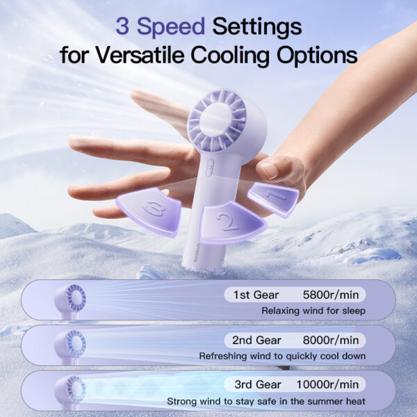 Baseus GoTrip DT1 Mini Turbine Handheld Fan Nebula Purple - Image 9