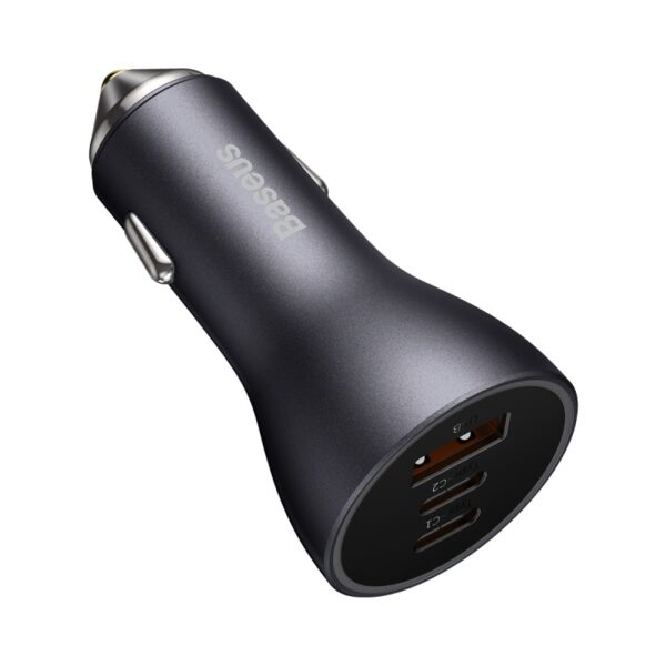 Baseus Golden Contactor Pro Triple Fast Charger Car Charger 65W U+C+C Dark Gray - Image 3
