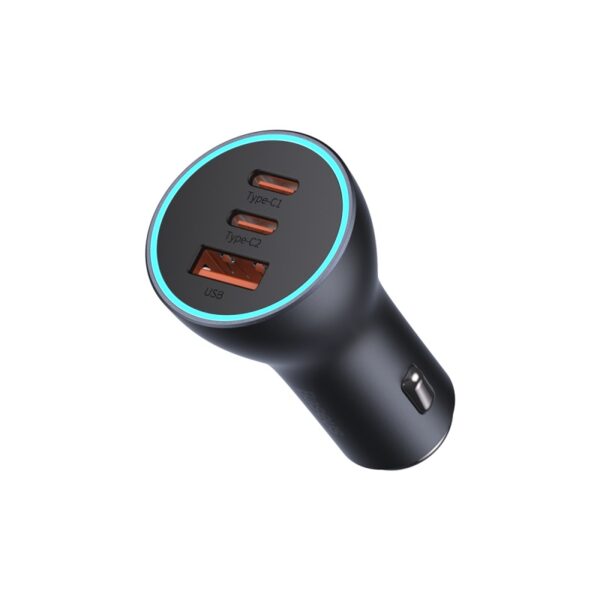 Baseus Golden Contactor Pro Triple Fast Charger Car Charger 65W U+C+C Dark Gray - Image 5