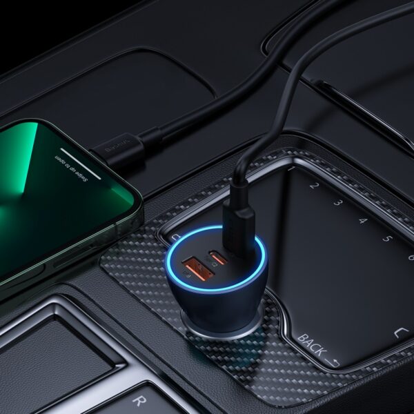 Baseus Golden Contactor Pro Triple Fast Charger Car Charger 65W U+C+C Dark Gray - Image 15