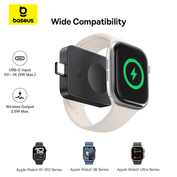 Baseus MagPro Magnetic Wireless Charger for E-Watch 2.5W Cosmic Black - Image 8