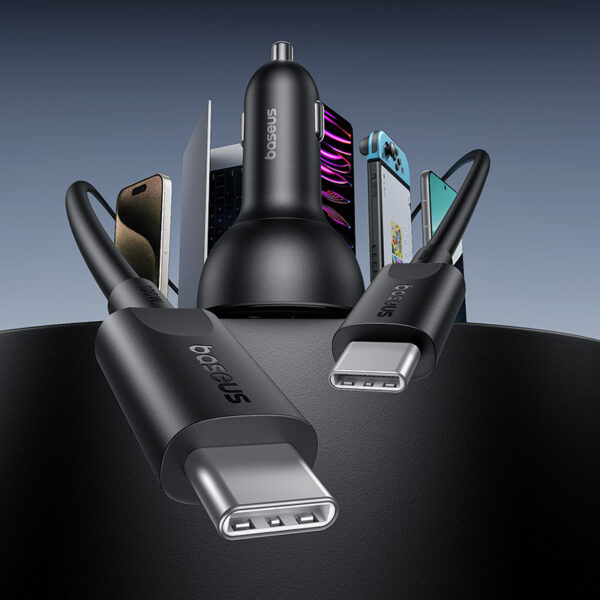 Baseus Multi-Port Fast Charge Car Charger C+C+U 152.5W Set Cluster Black - Image 16