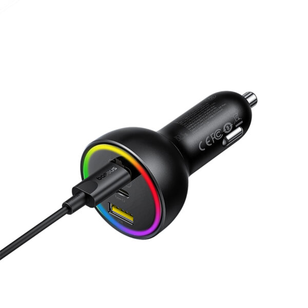 Baseus Multi-Port Fast Charge Car Charger C+C+U 152.5W Set Cluster Black - Image 2