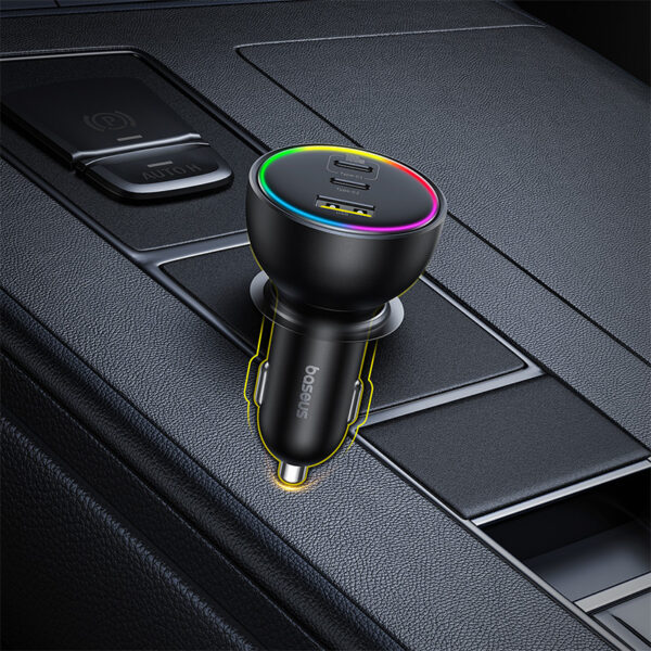 Baseus Multi-Port Fast Charge Car Charger C+C+U 152.5W Set Cluster Black - Image 13