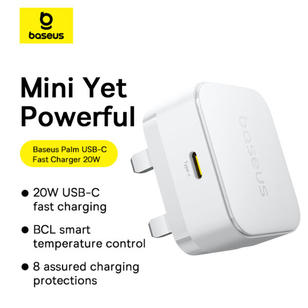 Baseus Palm Fast Charger 1C 20W UK Moon White - Image 11