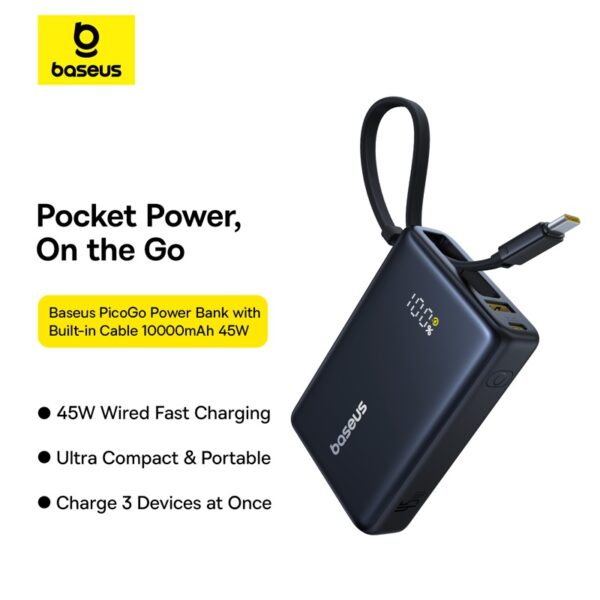 Baseus PicoGo Digital Display Power Bank 10000mAh 45W Cosmic Black - Image 5