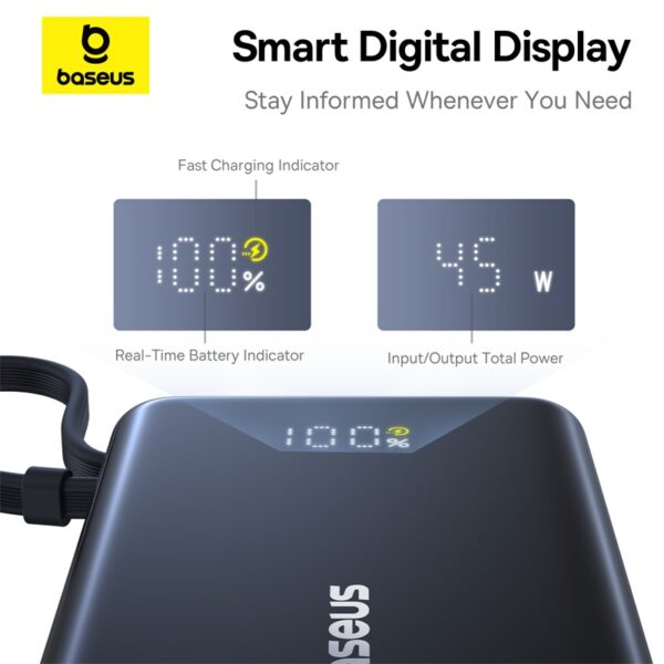 Baseus PicoGo Digital Display Power Bank 10000mAh 45W Cosmic Black - Image 10