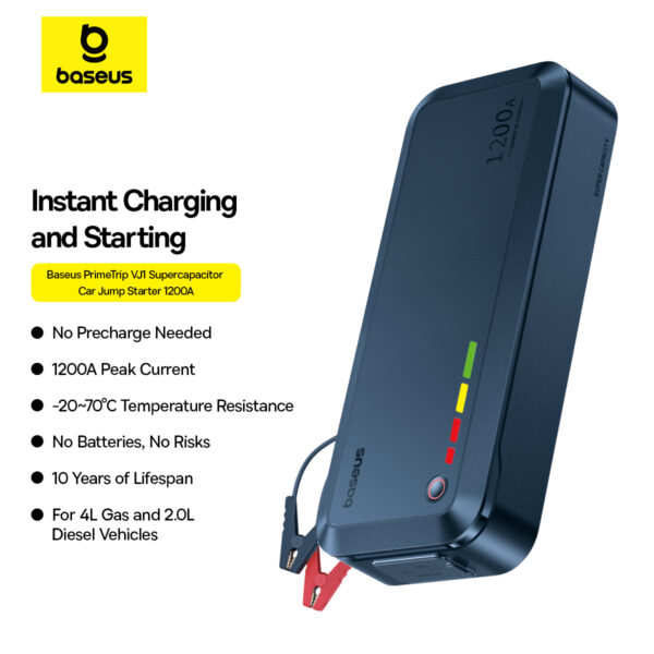 Baseus PrimeTrip VJ1 Supercapacitor Car Jump Starter 1200A Cosmic Black - Image 12