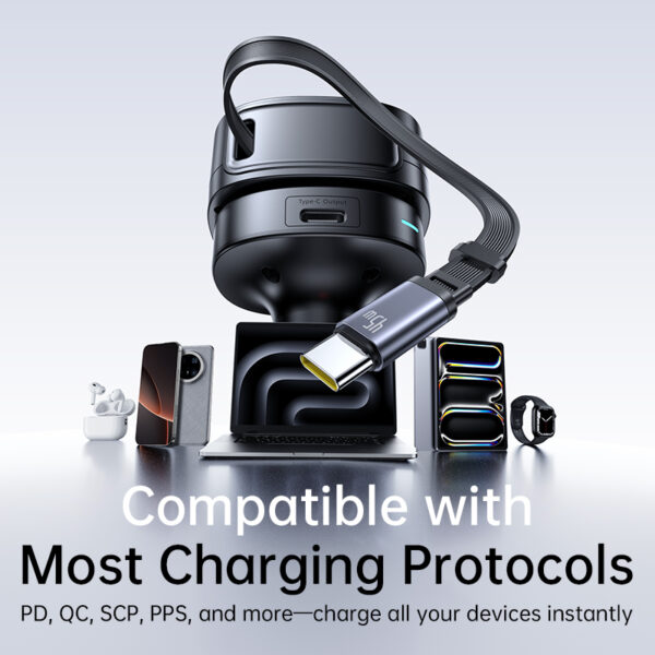 Baseus PrimeTrip VR1 Car Charger with Retractable Cable (U+C)+Type-C 60W Cosmic Black - Image 5