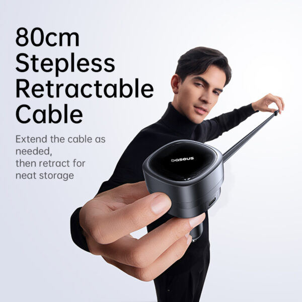Baseus PrimeTrip VR1 Car Charger with Retractable Cable (U+C)+Type-C 60W Cosmic Black - Image 8