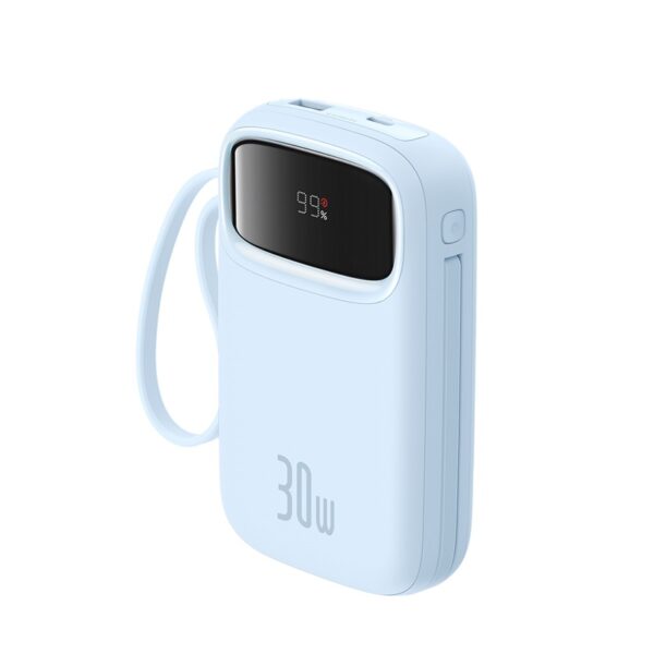 Baseus QPow 2 Digital Display Fast-Charging Power Bank with 2 Built-in Type-C Cable 10000mAh 30W Galaxy Blue - Image 2