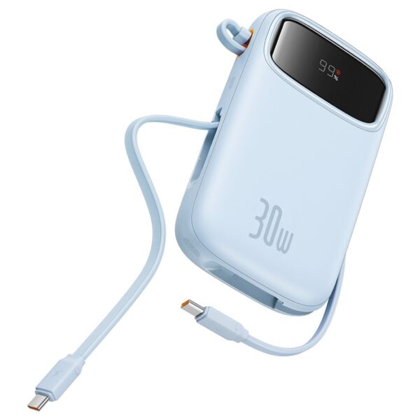 Baseus QPow 2 Digital Display Fast-Charging Power Bank with 2 Built-in Type-C Cable 10000mAh 30W Galaxy Blue - Image 6