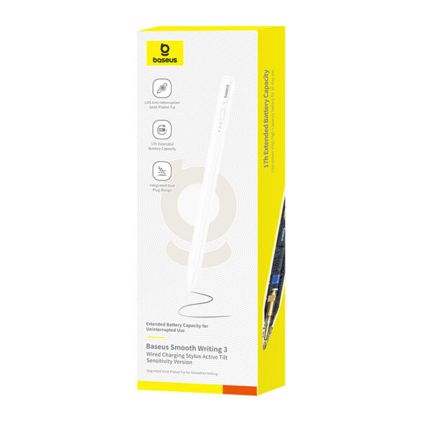 Baseus Smooth Writing 3 Wired Charging Stylus Active Tilt Sensitivity Version Moon White - Image 19