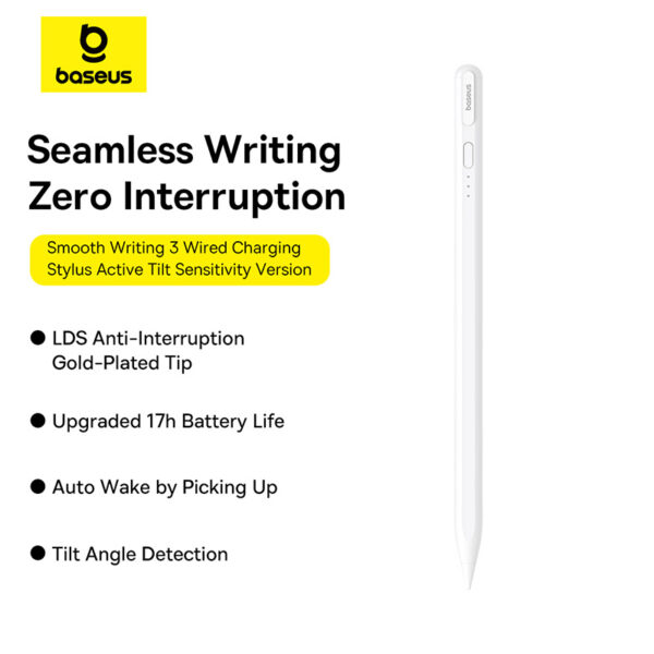 Baseus Smooth Writing 3 Wired Charging Stylus Active Tilt Sensitivity Version Moon White - Image 14
