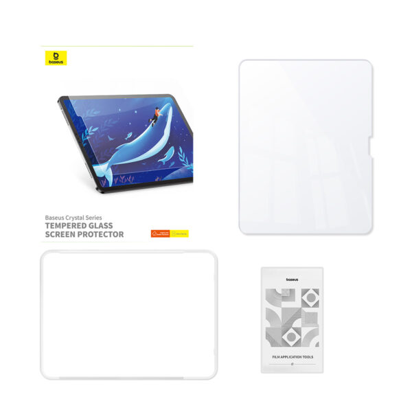 Baseus iPad Pro (2024) 11'' Clear Crystal Blue Light Blocking Tempered Glass Screen Protector - Image 2