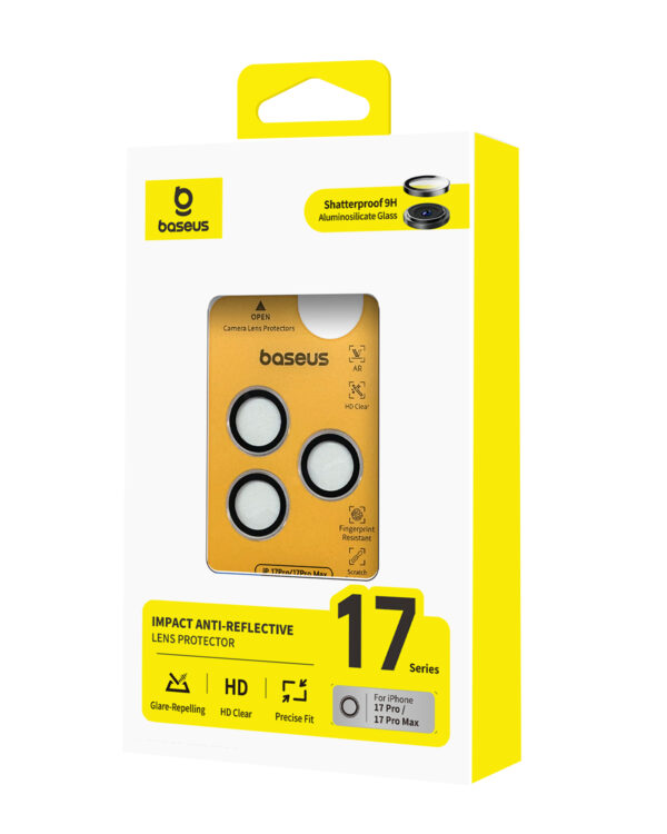 Baseus iPhone 17 Pro / 17 Pro Max Impact Anti-Reflective HD Lens Protector  Clear - Image 2
