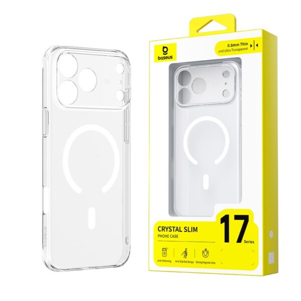 Baseus iPhone 17 Pro Crystal Slim Magnetic With Lense Background cover Phone Case Clear - Image 5