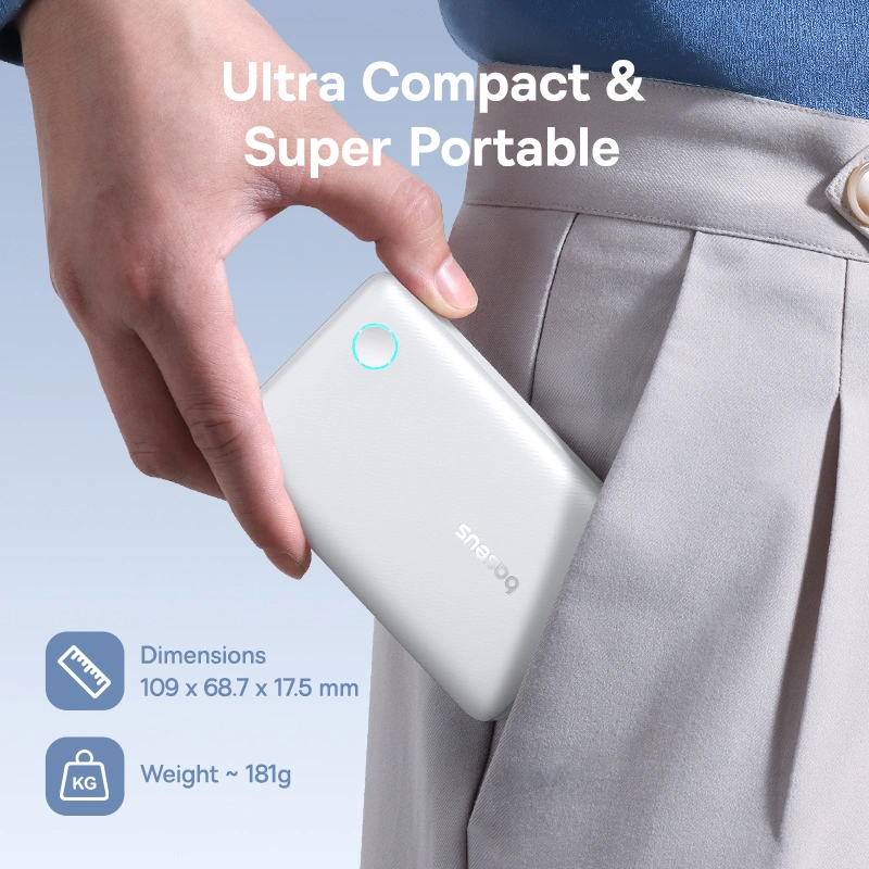 Baseus 10000mAh 15W EnerFill FP11 Fast-Charging Power Bank – (Moon White) Model P1008210C213-00 BC (20) | Baseus Colombo Baseus 10000mAh 15W EnerFill FP11 Fast-Charging Power Bank – (Moon White) Model P1008210C213-00 BC (20) | Baseus Colombo