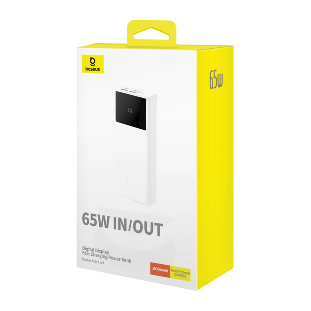 Baseus 30000 mAh 65W Star-Lord Digital Display Fast Charging Power Bank – (Moon White) BC (6) | Baseus Colombo Baseus 30000 mAh 65W Star-Lord Digital Display Fast Charging Power Bank – (Moon White) BC (6) | Baseus Colombo