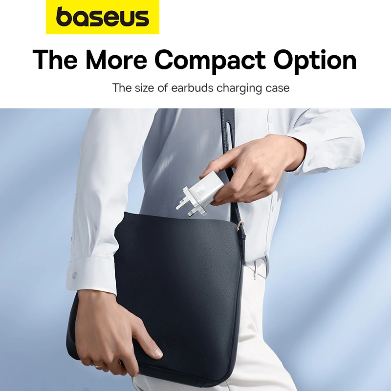 Baseus 40W GaN5 Pro Dual Type-C Fast Charger UK Plug - Moon White - Image 6