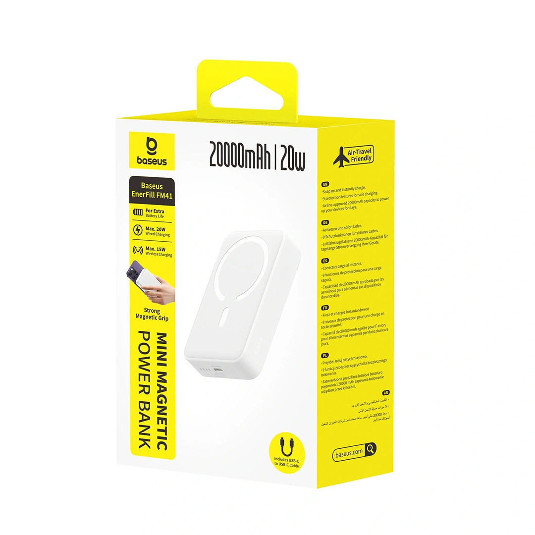 Baseus 20000mAh 20W EnerFill FM41 Mini Magnetic Power Bank Moon White - E0027U01 - 1 Year Warranty BC (11) | Baseus Colombo Baseus 20000mAh 20W EnerFill FM41 Mini Magnetic Power Bank Moon White - E0027U01 - 1 Year Warranty BC (11) | Baseus Colombo