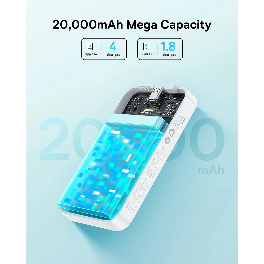 Baseus 20000mAh 20W EnerFill FM41 Mini Magnetic Power Bank Moon White - E0027U01 - 1 Year Warranty BC (2) | Baseus Colombo Baseus 20000mAh 20W EnerFill FM41 Mini Magnetic Power Bank Moon White - E0027U01 - 1 Year Warranty BC (2) | Baseus Colombo
