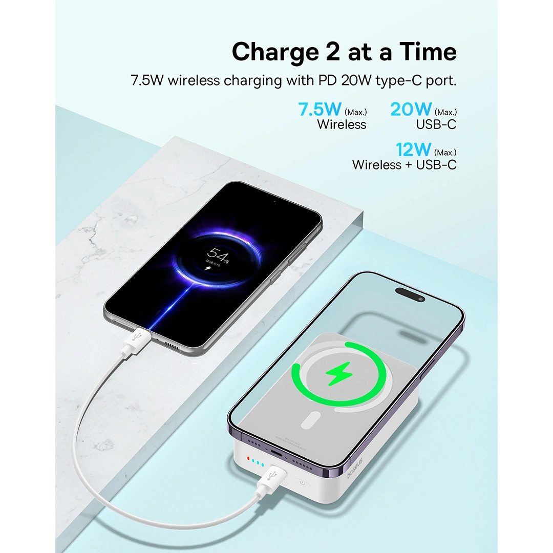 Baseus 20000mAh 20W EnerFill FM41 Mini Magnetic Power Bank Moon White - E0027U01 - 1 Year Warranty BC (5) | Baseus Colombo Baseus 20000mAh 20W EnerFill FM41 Mini Magnetic Power Bank Moon White - E0027U01 - 1 Year Warranty BC (5) | Baseus Colombo