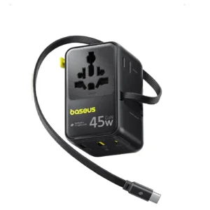 Baseus Picogo 45W  6-in-1 Universal Travel Adapter - with Retractable Cable - Cosmic Black - AG11 - E0307F00 -1 Year Warranty | Baseus Colombo
