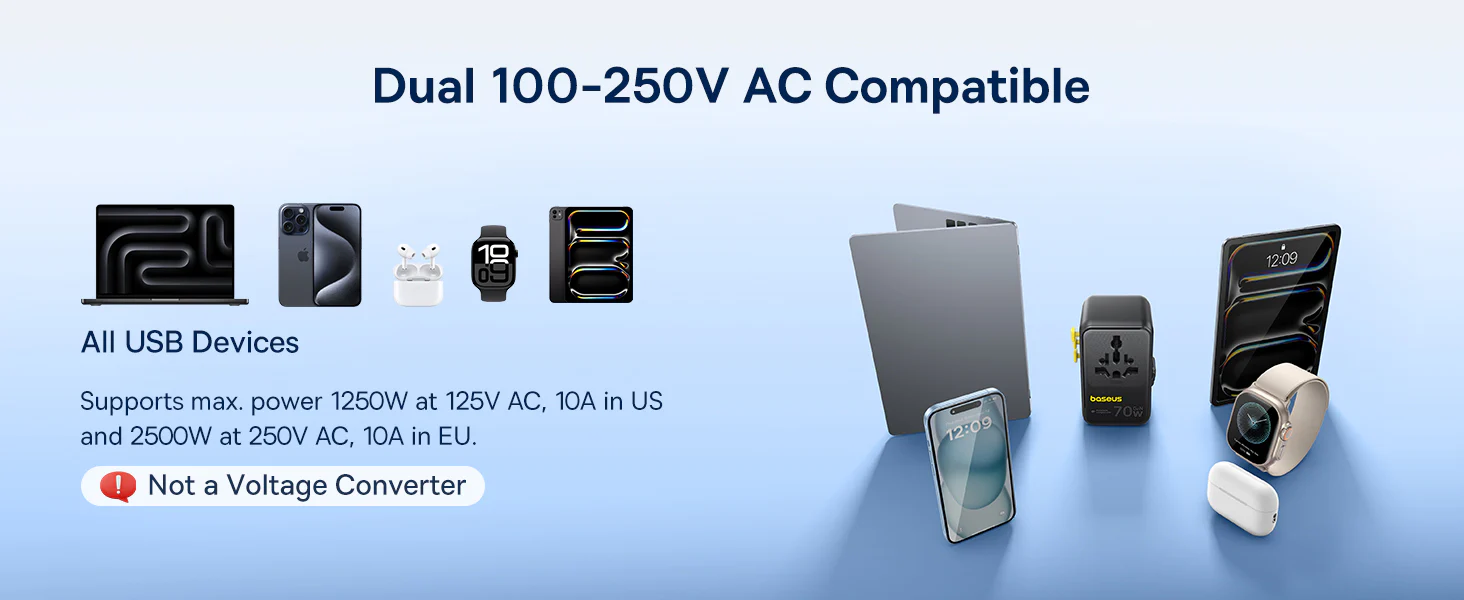 Baseus EnerCore 70W 6-in-1 Universal Travel Adapter - with Retractable Cable - CG11 - E0307E00 BANNER BASEUS COLOMBO_5 | Baseus Colombo