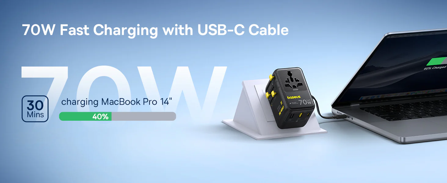 Baseus EnerCore 70W 6-in-1 Universal Travel Adapter - with Retractable Cable - CG11 - E0307E00 BANNER BASEUS COLOMBO_8 | Baseus Colombo